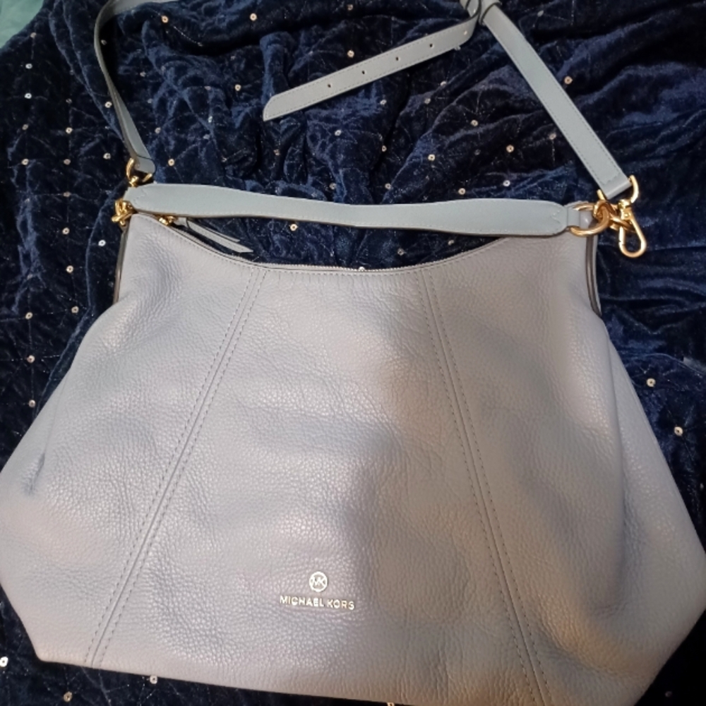 Michael Kors Lt. Blue Pebbled Leather bag w/ adjustable/removable shoulder strap